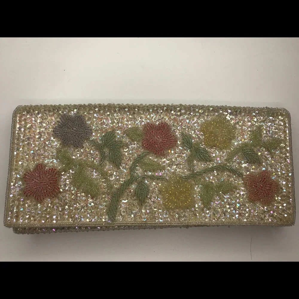 Vintage beaded sequin floral clutch